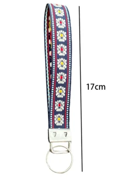 Sale Dear-Lover Western Pattern Knitted Wristband Keychain Navy Blue