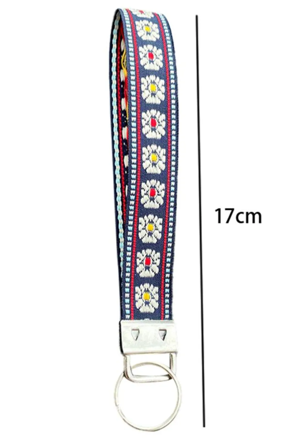 Sale Dear-Lover Western Pattern Knitted Wristband Keychain Navy Blue