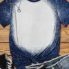 Online Dear-Lover Navy Tie-dyed Round Neck Short Sleeve T-shirt Blue
