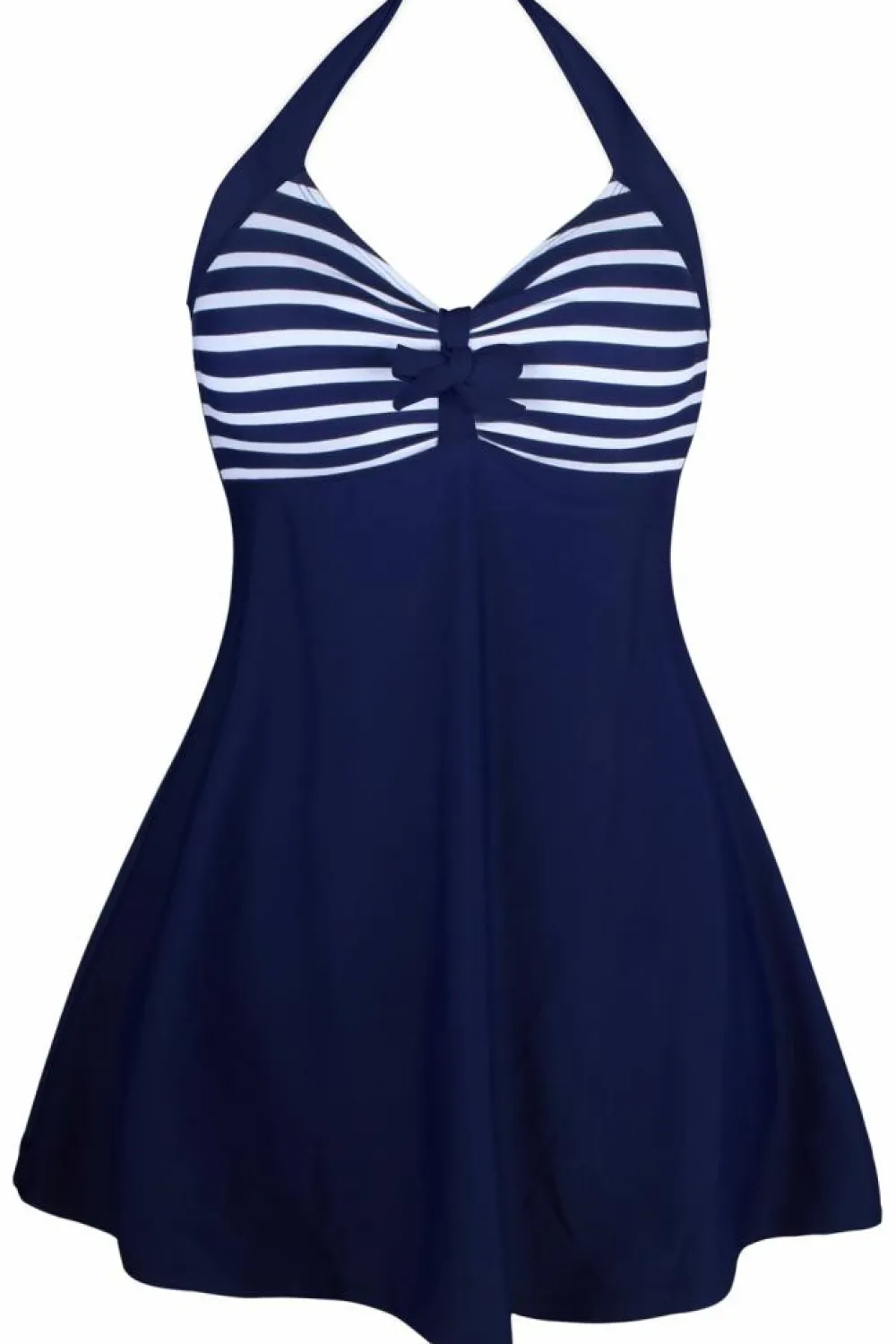 Outlet Dear-Lover Navy White Stripes One-piece Swimdress Blue white stripes