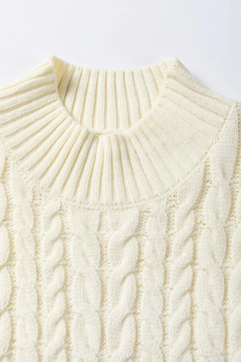 Outlet Dear-Lover Cable Knit High Neck Sweater Vest Oatmeal