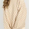 Hot Dear-Lover Diamond Knit Drop Shoulder Loose Sweater Oatmeal