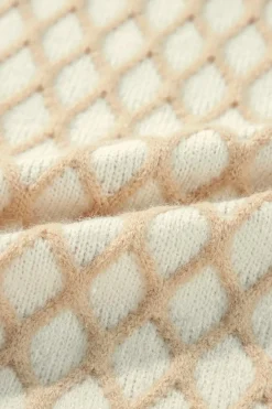 Hot Dear-Lover Diamond Knit Drop Shoulder Loose Sweater Oatmeal
