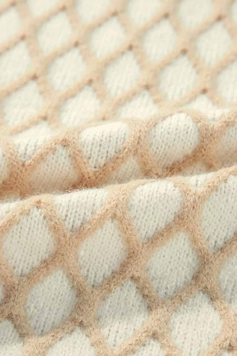 Hot Dear-Lover Diamond Knit Drop Shoulder Loose Sweater Oatmeal