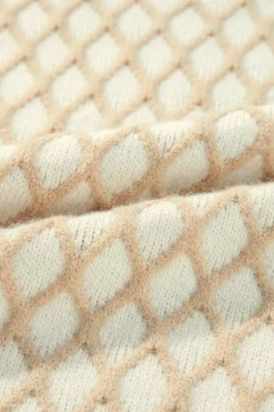 Hot Dear-Lover Diamond Knit Drop Shoulder Loose Sweater Oatmeal