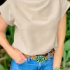 Discount Dear-Lover Plain Crew Neck Loose Fit Casual Top Oatmeal
