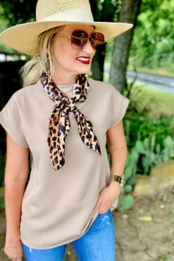 Discount Dear-Lover Plain Crew Neck Loose Fit Casual Top Oatmeal