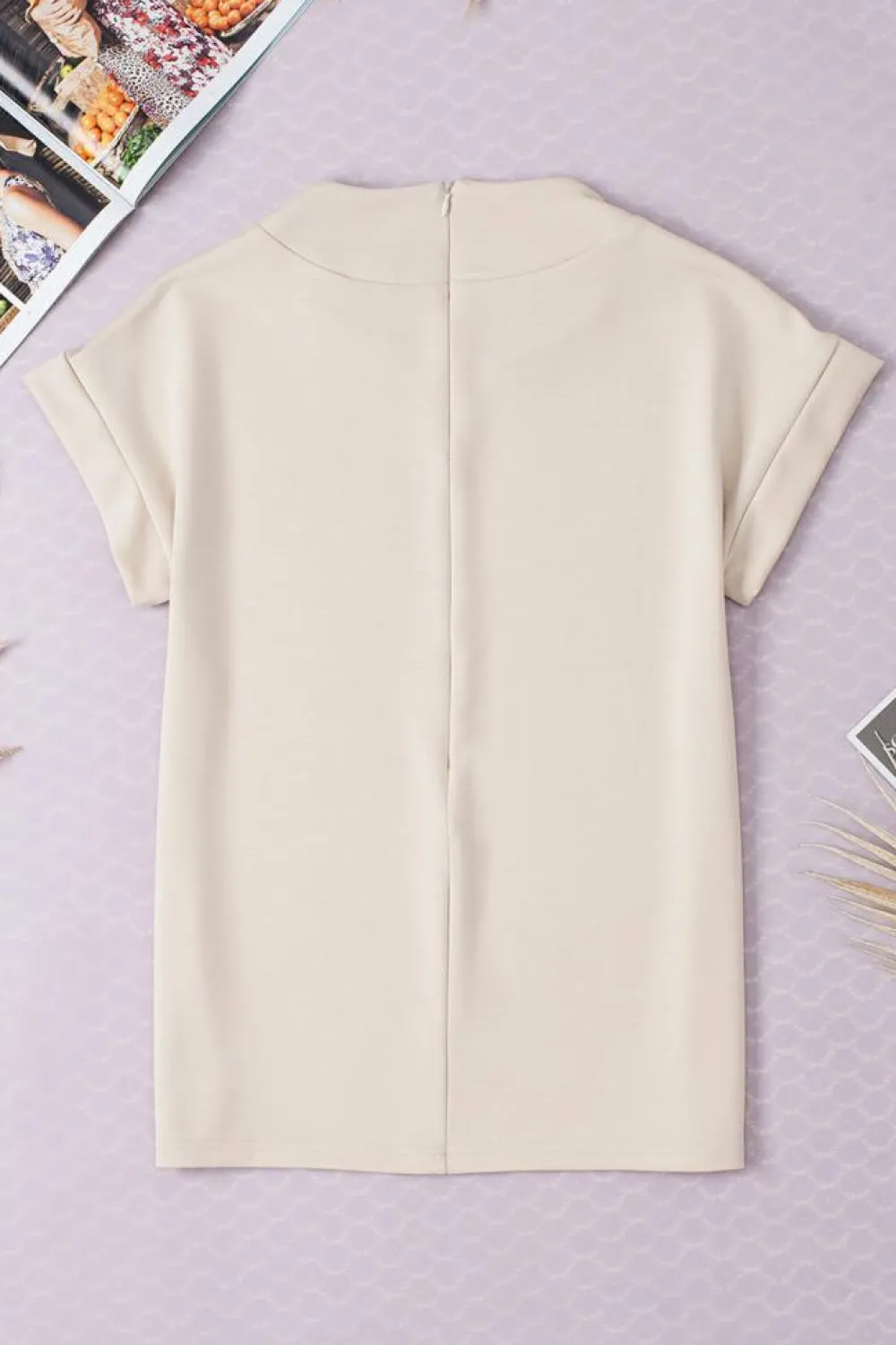 Discount Dear-Lover Plain Crew Neck Loose Fit Casual Top Oatmeal