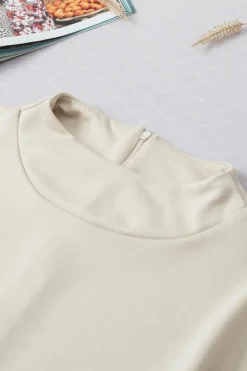 Discount Dear-Lover Plain Crew Neck Loose Fit Casual Top Oatmeal