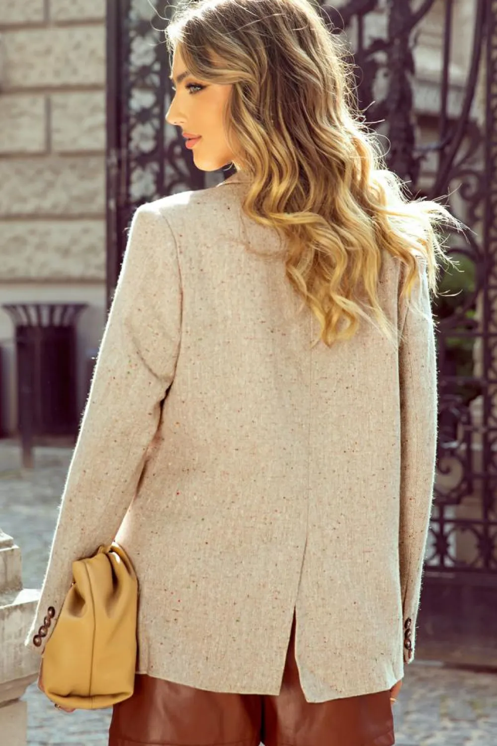 Online Dear-Lover Single Breasted Elegant Suit Jacket Oatmeal