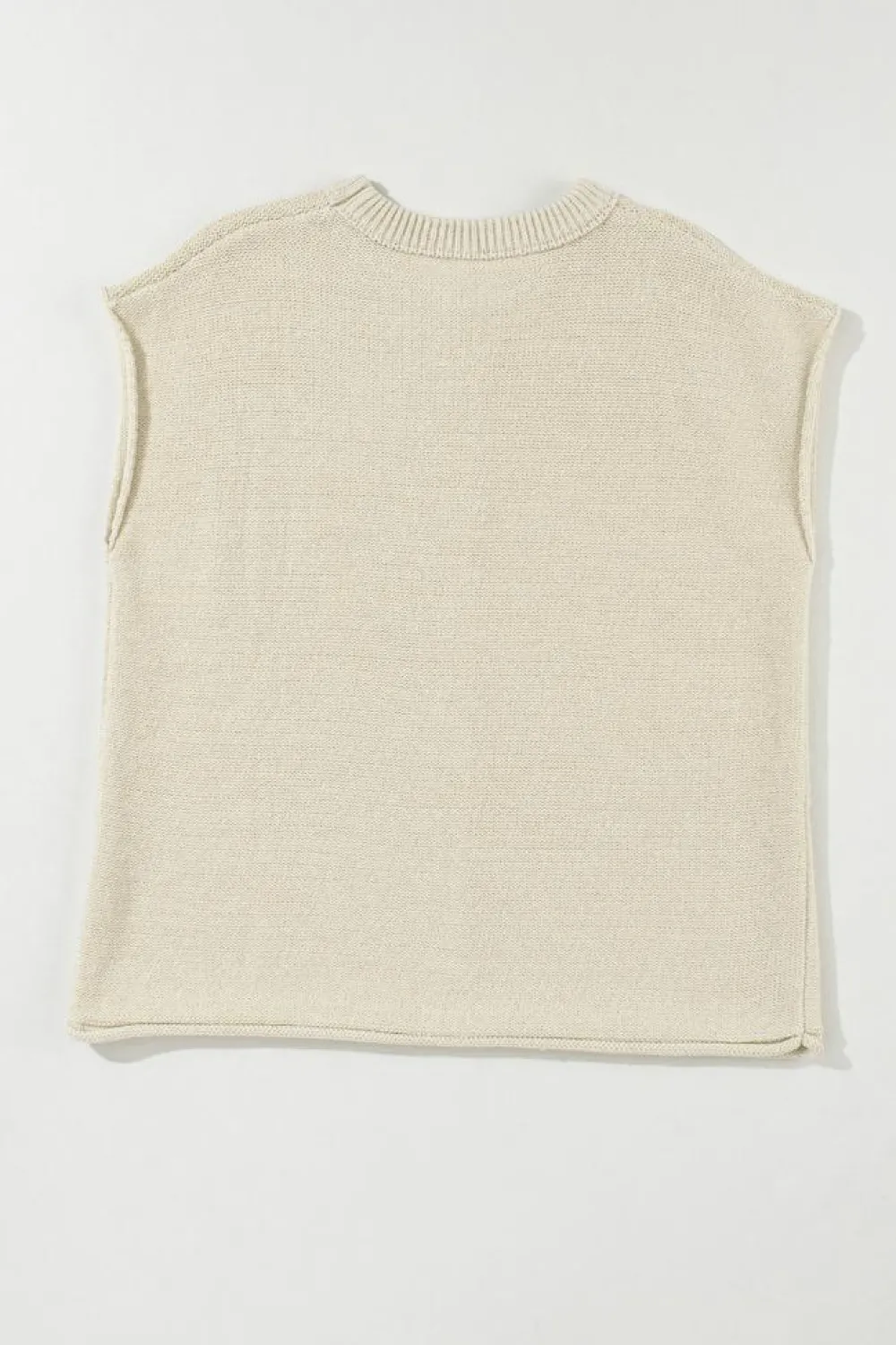 Best Dear-Lover Solid Color Cap Sleeve Knitted Sweater Oatmeal