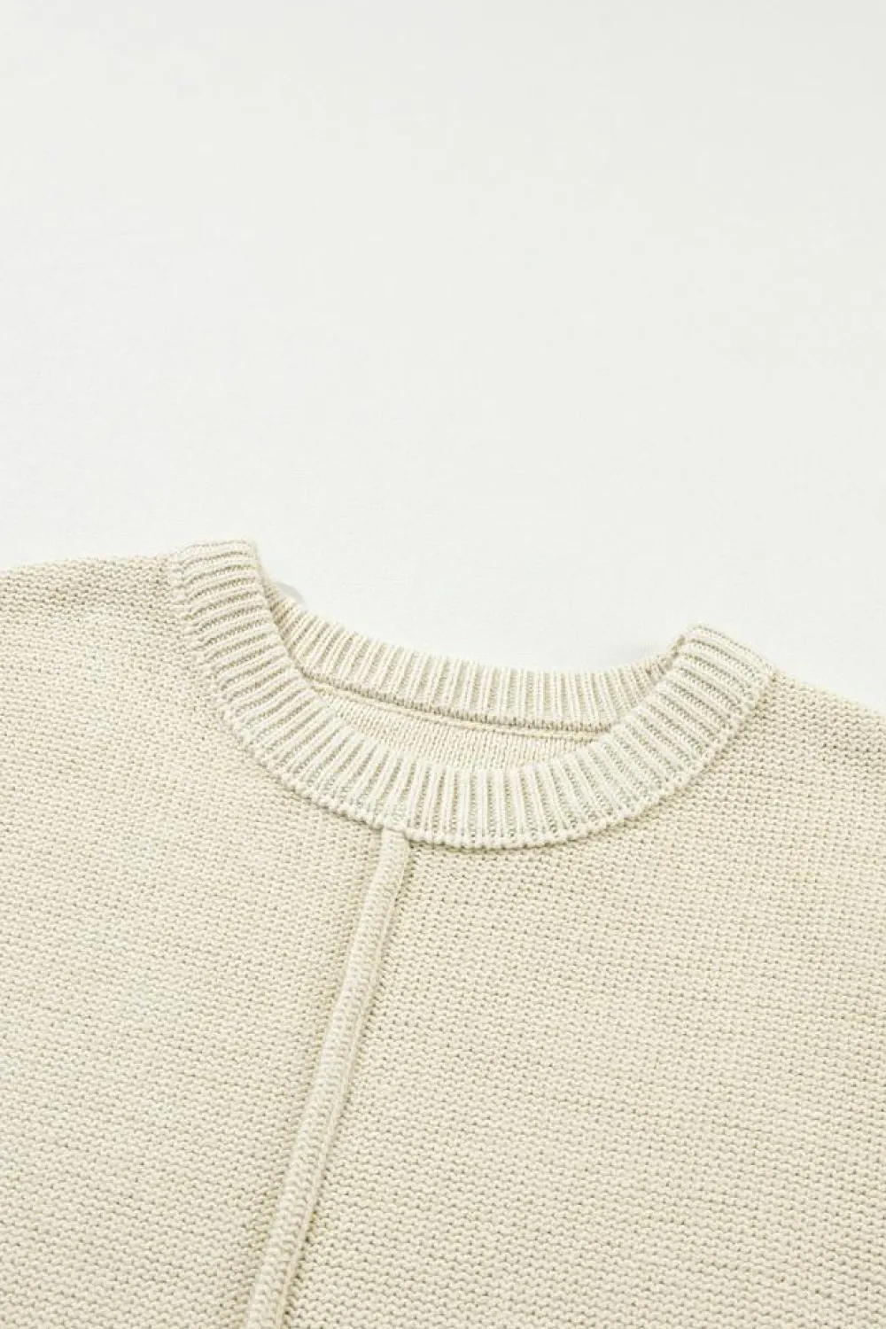Best Dear-Lover Solid Color Cap Sleeve Knitted Sweater Oatmeal