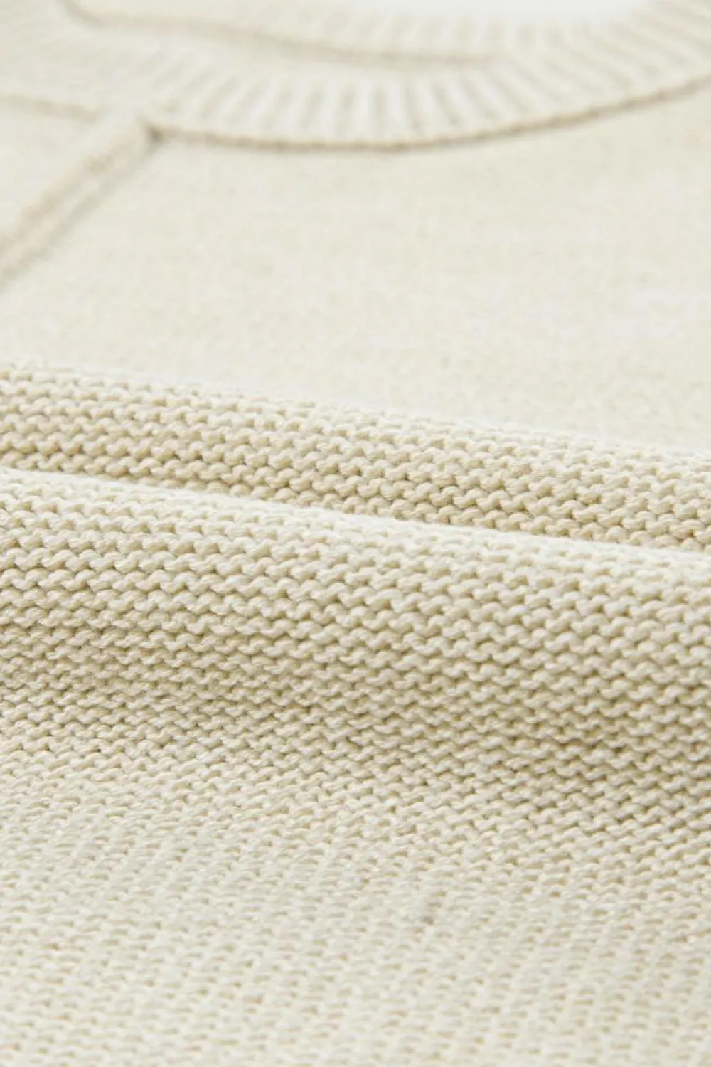 Best Dear-Lover Solid Color Cap Sleeve Knitted Sweater Oatmeal