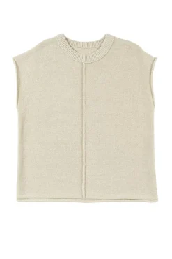 Best Dear-Lover Solid Color Cap Sleeve Knitted Sweater Oatmeal