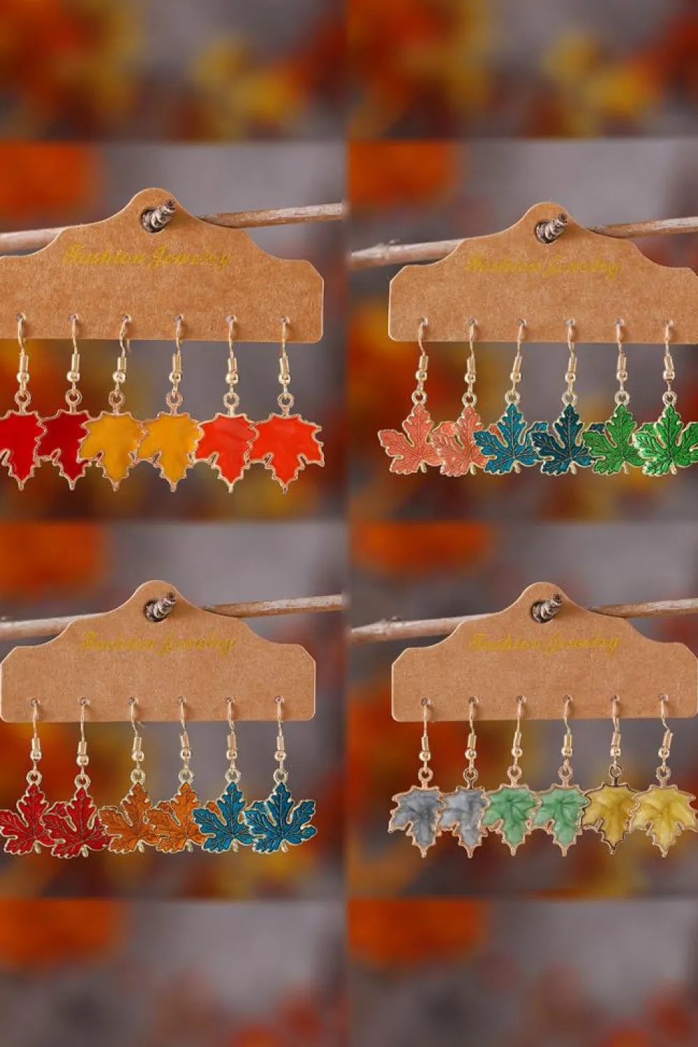 Best Dear-Lover 3 Pairs/Set Thanksgiving Maple Leaves Hook Dangle Earrings Orange