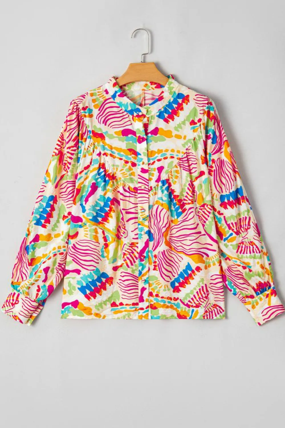Clearance Dear-Lover Abstract Printed High Low Oversized Shirt Orange