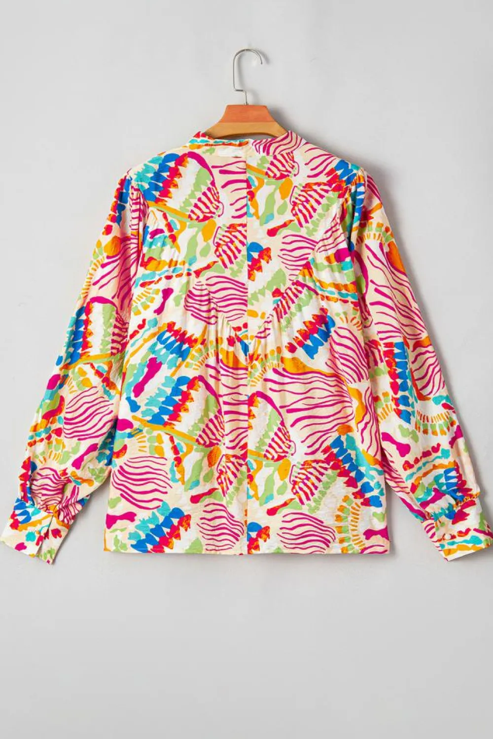 Clearance Dear-Lover Abstract Printed High Low Oversized Shirt Orange