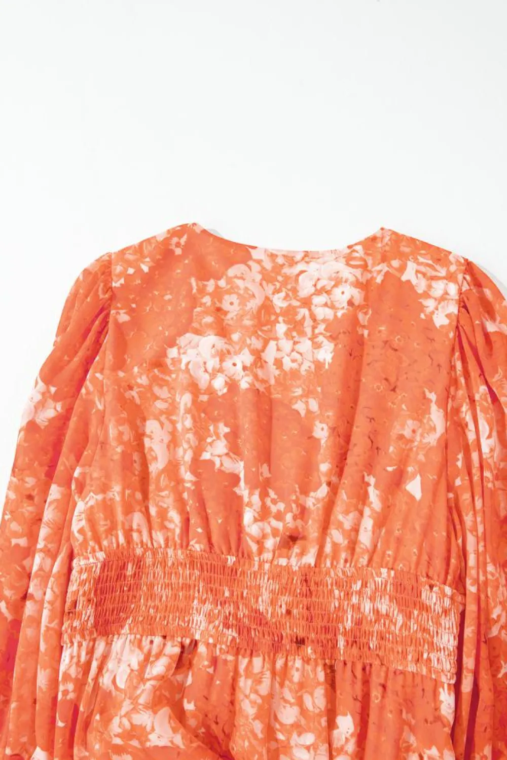 Discount Dear-Lover Boho Floral Bishop Sleeve V Neck Tiered Maxi Dress Orange