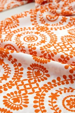 New Dear-Lover Boho Retro Flower Print Wide Leg Pants Orange
