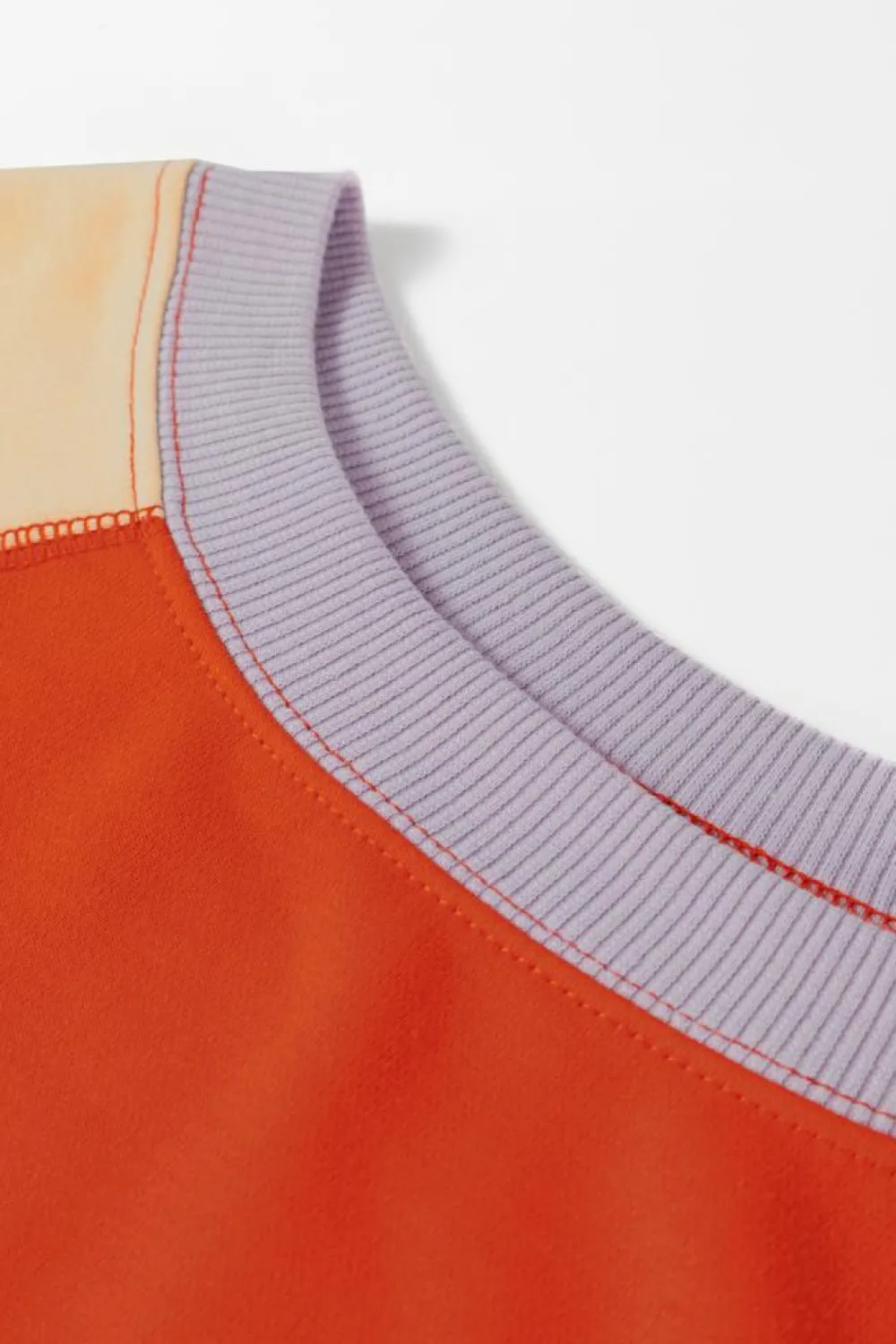 Fashion Dear-Lover Color Block Side Slits Raglan Sleeve Loose Fit Top Orange