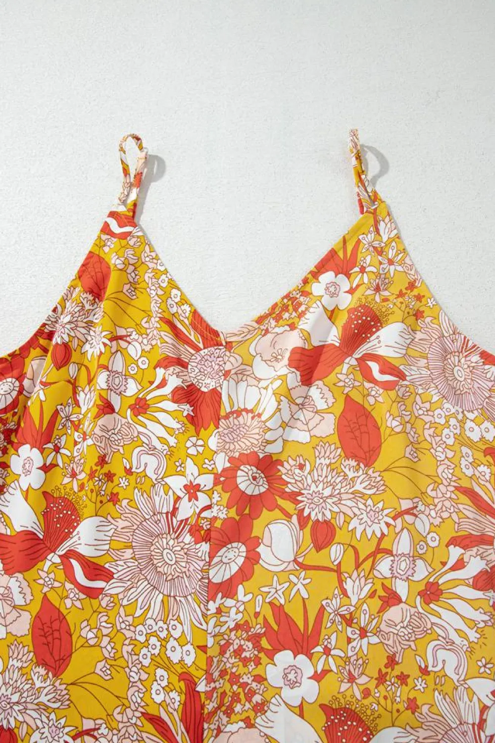 Outlet Dear-Lover Floral V Neck Wide Leg Sleeveless Jumpsuit Orange