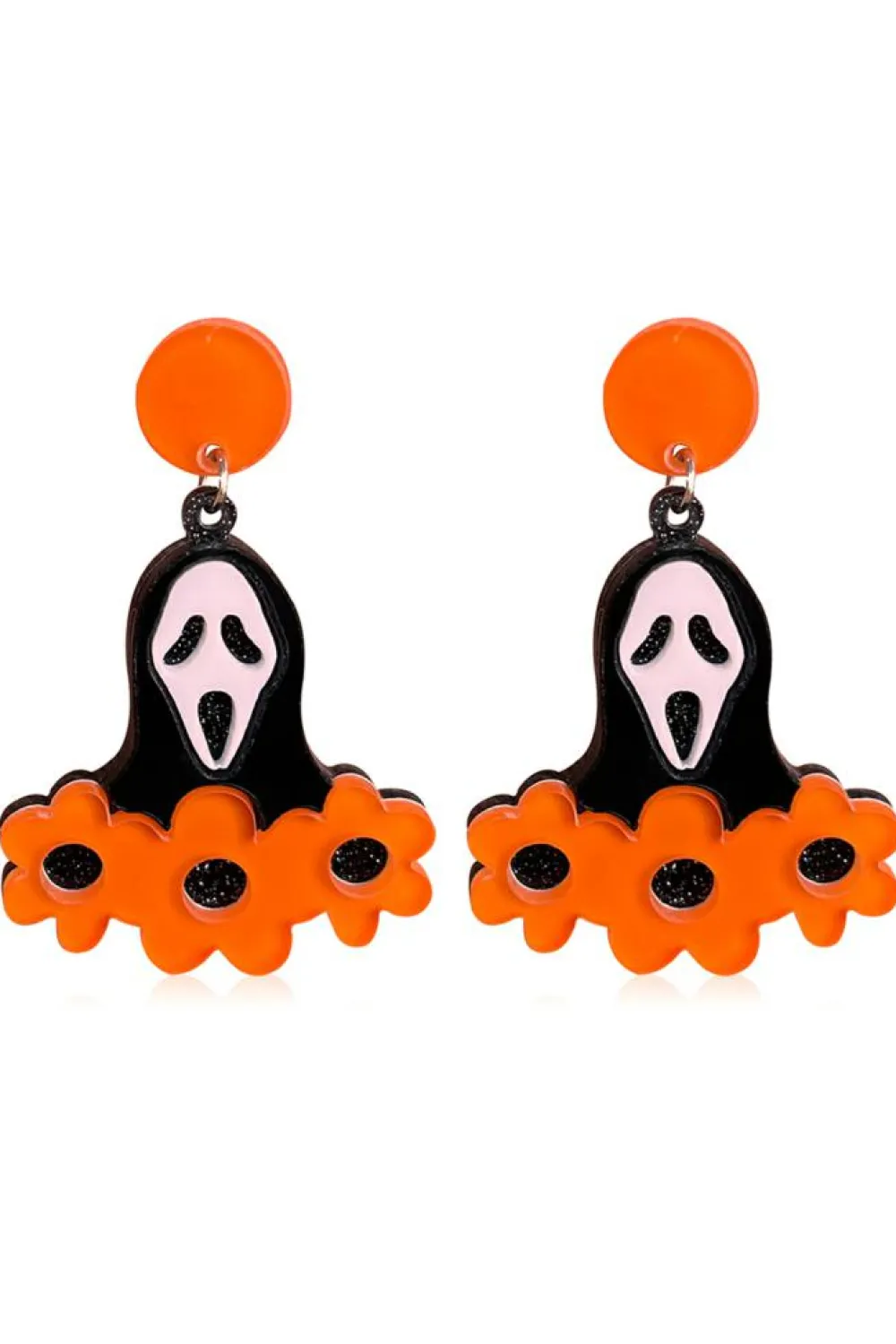 Sale Dear-Lover Flower Ghost Halloween Acrylic Earrings Orange