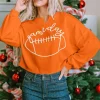 Fashion Dear-Lover Game Day Lettering Rugby Football Notched Neck Sweatshirt Orange