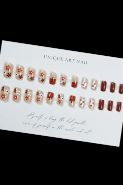 Clearance Dear-Lover Halloween Ghost Flower Glitter Square False Nail Orange