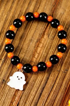 Discount Dear-Lover Halloween Ghost Pendant Beaded Bracelet Orange