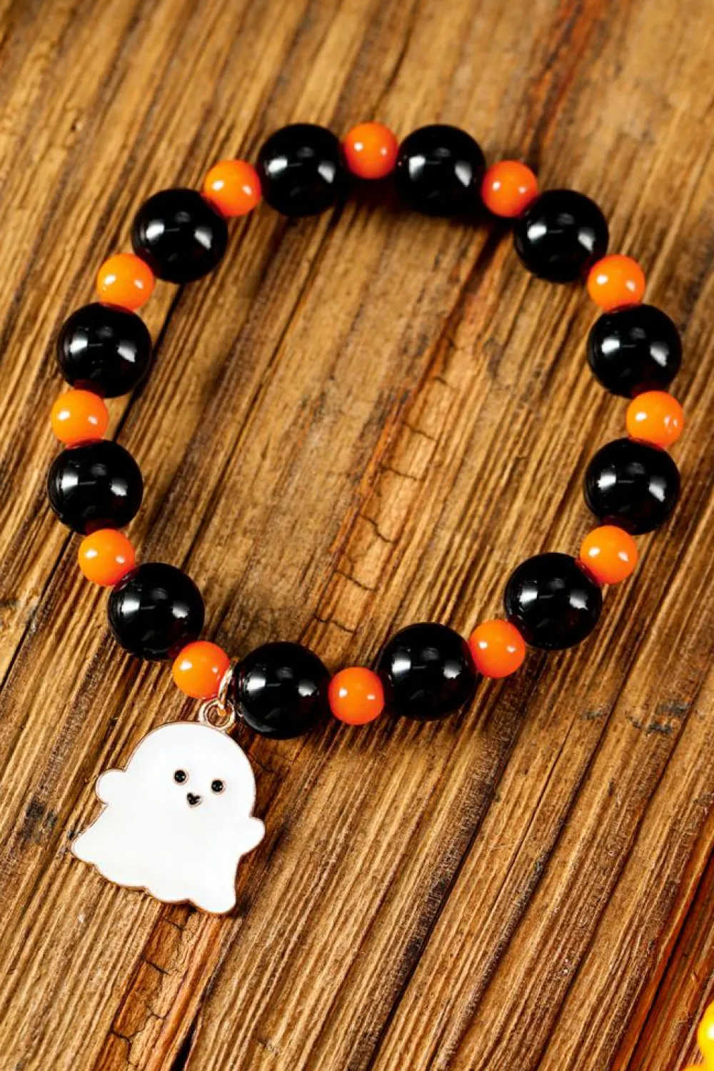 Discount Dear-Lover Halloween Ghost Pendant Beaded Bracelet Orange