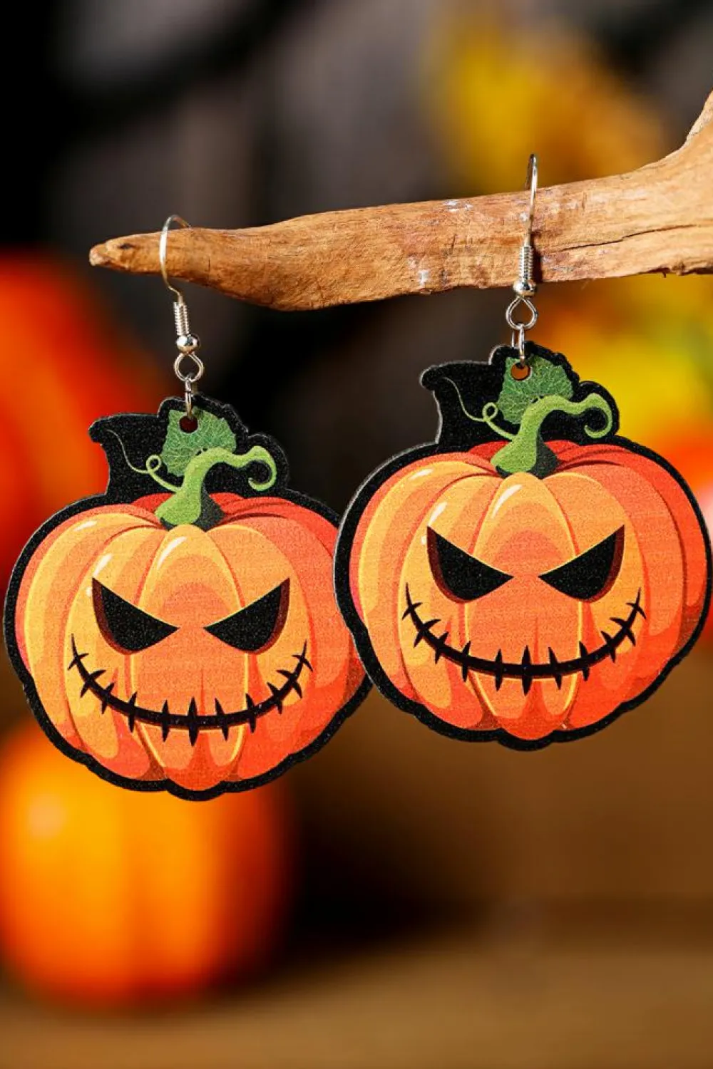 Hot Dear-Lover Halloween Pumpkin Face Hook Earrings Orange