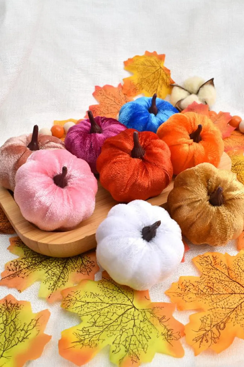 Hot Dear-Lover Halloween Thanksgiving Faux Plush Pumpkin Decorations Orange