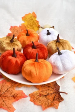 Hot Dear-Lover Halloween Thanksgiving Faux Plush Pumpkin Decorations Orange