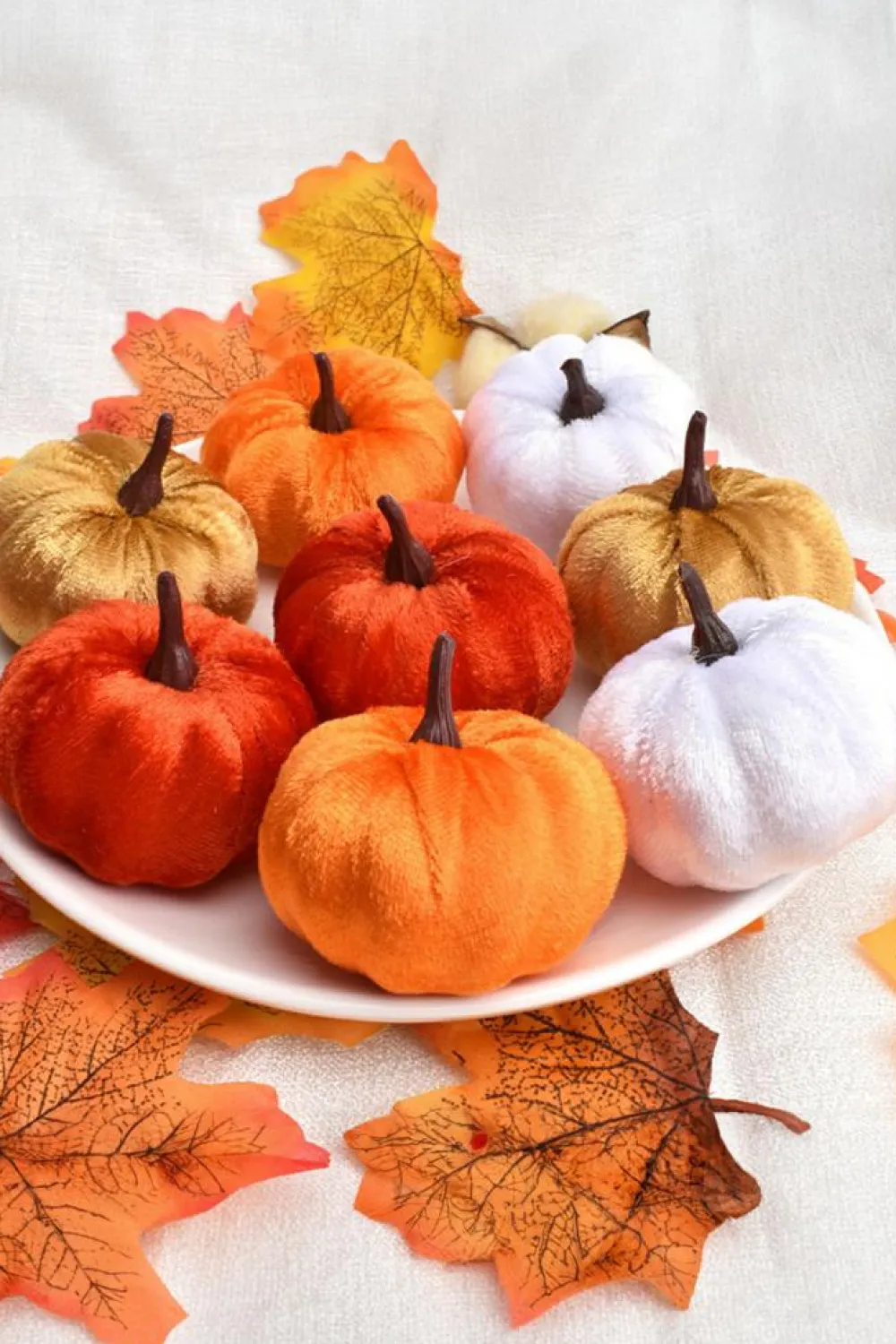 Hot Dear-Lover Halloween Thanksgiving Faux Plush Pumpkin Decorations Orange