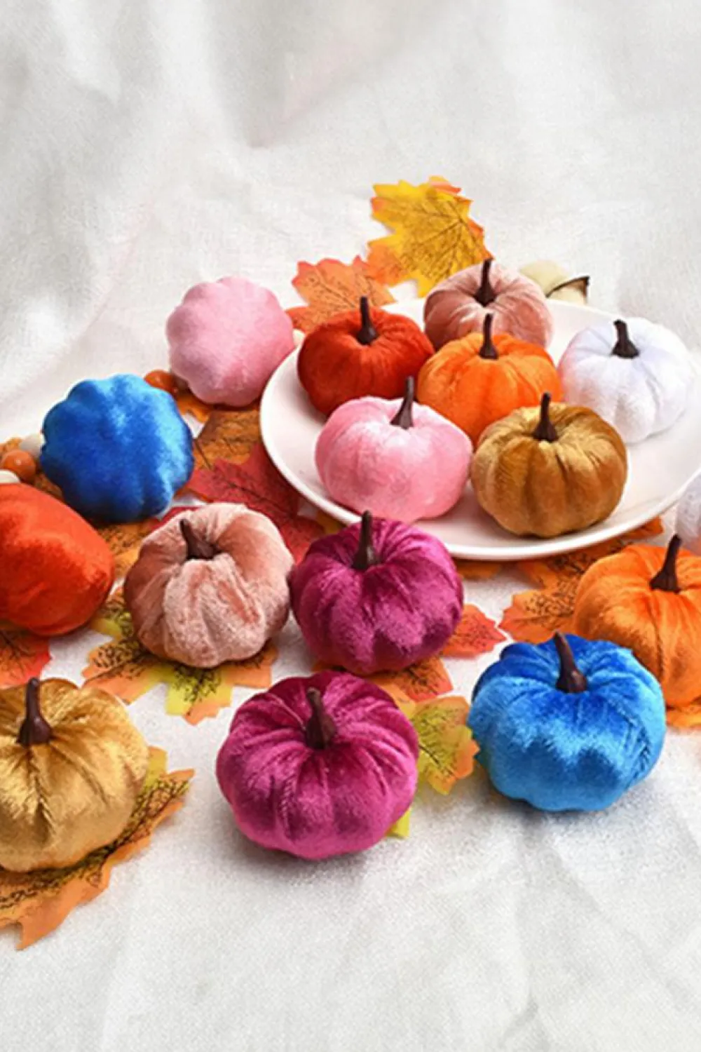 Hot Dear-Lover Halloween Thanksgiving Faux Plush Pumpkin Decorations Orange