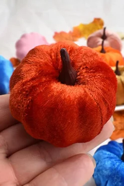 Hot Dear-Lover Halloween Thanksgiving Faux Plush Pumpkin Decorations Orange