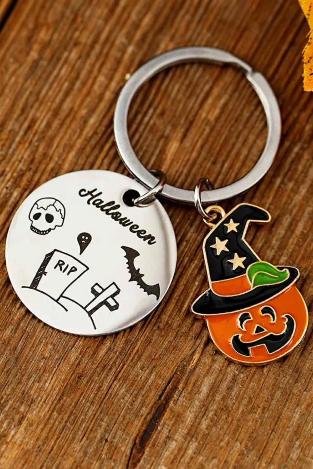 Discount Dear-Lover Halloween Witch Skull Stainless Steel Keychain Orange