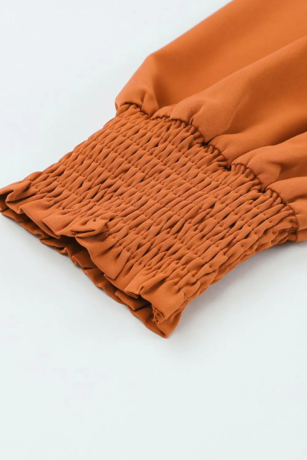 Discount Dear-Lover Long Bubble Sleeve Mock Neck Chiffon Blouse Orange