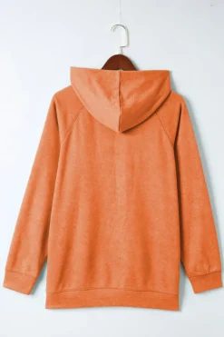 Fashion Dear-Lover Mineral Wash Kangaroo Pocket Drawstring Pullover Hoodie Orange