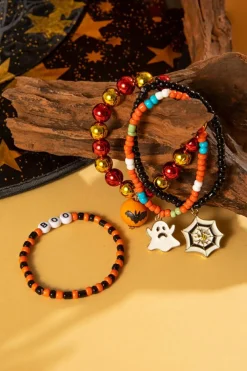 Online Dear-Lover 4pcs Halloween Ghost Spider Web Beaded Bracelet Set Orange