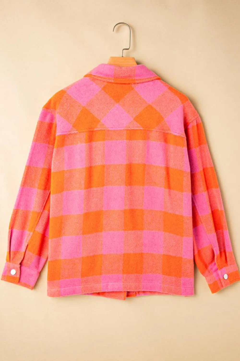 Clearance Dear-Lover Plaid Chest Pockets Button-up Turn Down Collar Jacket Orange