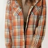 Outlet Dear-Lover Plaid Pattern Sherpa Lined Hooded Shacket Orange