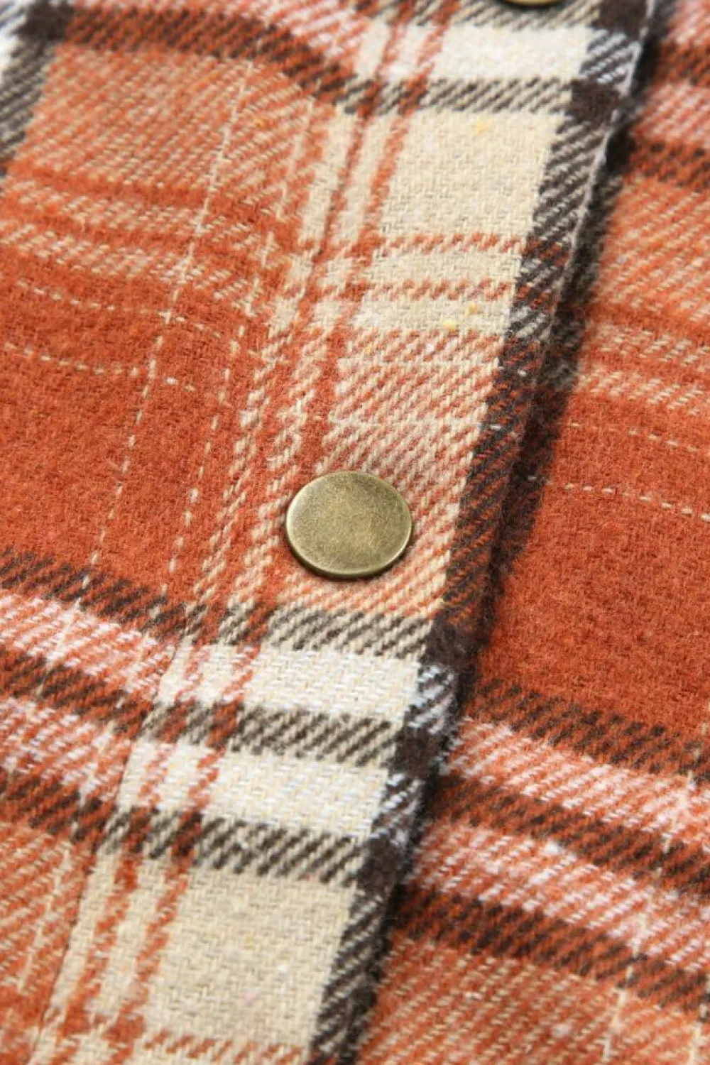 Outlet Dear-Lover Plaid Pattern Sherpa Lined Hooded Shacket Orange