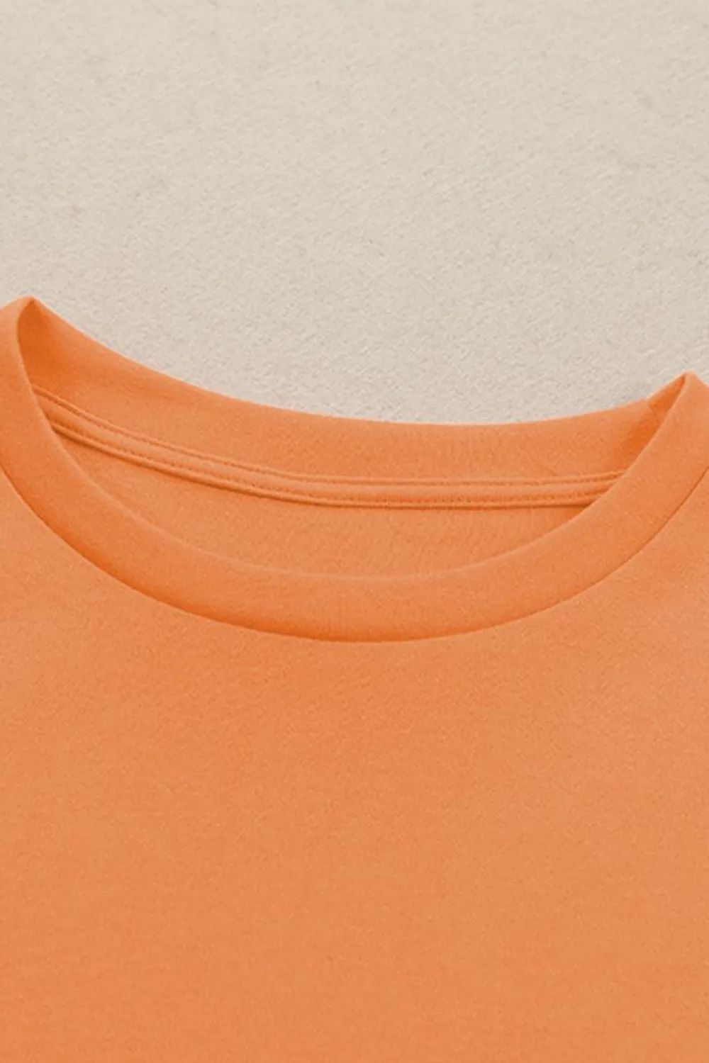 Outlet Dear-Lover Plain Crew Neck Long Sleeve Top Orange