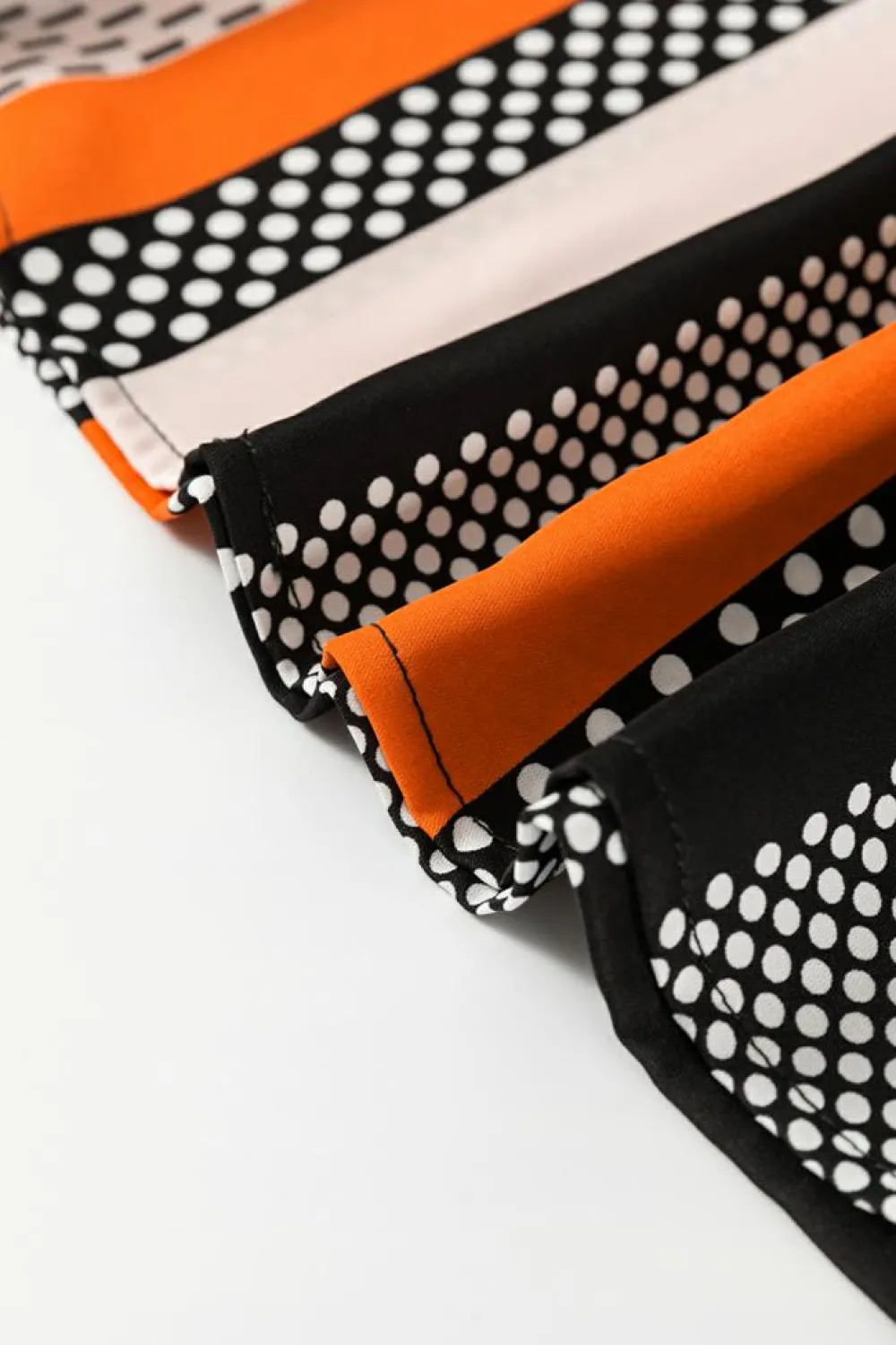 Sale Dear-Lover Polka Dot Vertical Striped Printed Puff Sleeve Blouse Orange