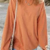 Best Dear-Lover Orange Ribbed Corduroy Oversized Sweatshirt Orange-3