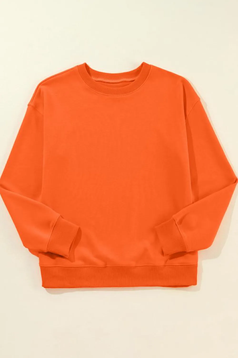 Best Dear-Lover Solid Classic Crewneck Pullover Sweatshirt Orange