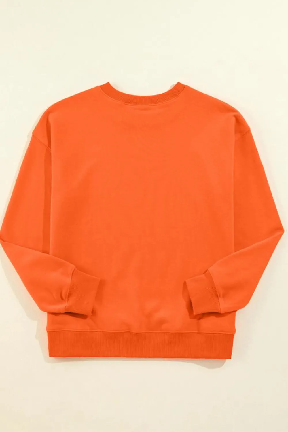 Best Dear-Lover Solid Classic Crewneck Pullover Sweatshirt Orange