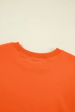 Best Dear-Lover Solid Classic Crewneck Pullover Sweatshirt Orange