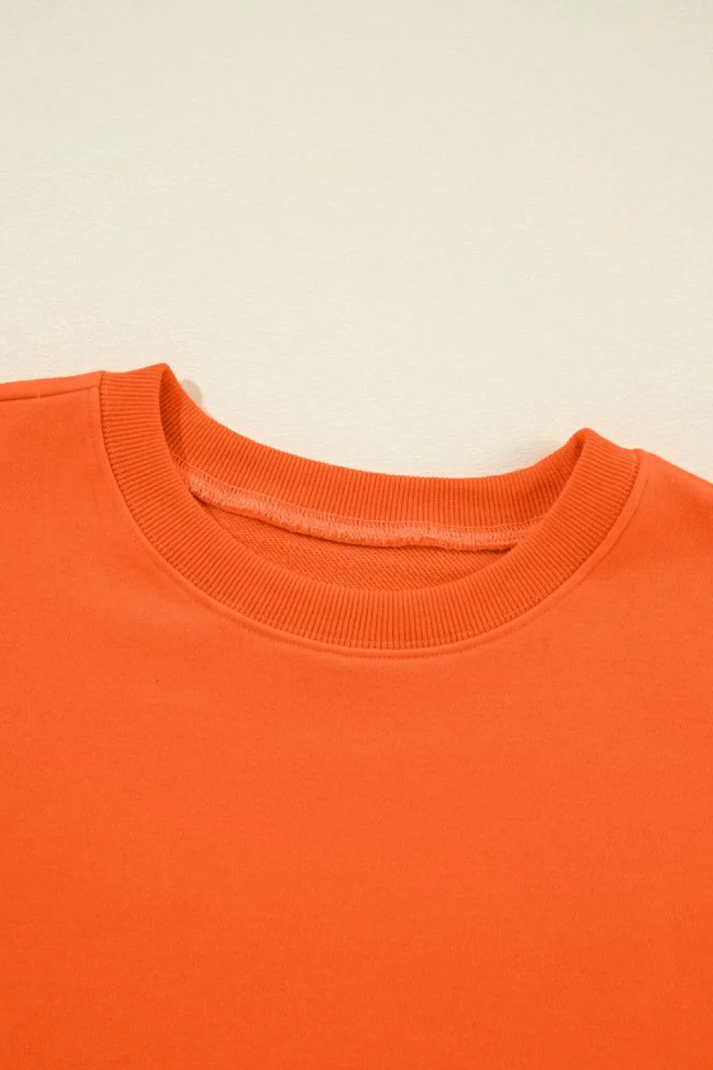 Best Dear-Lover Solid Classic Crewneck Pullover Sweatshirt Orange